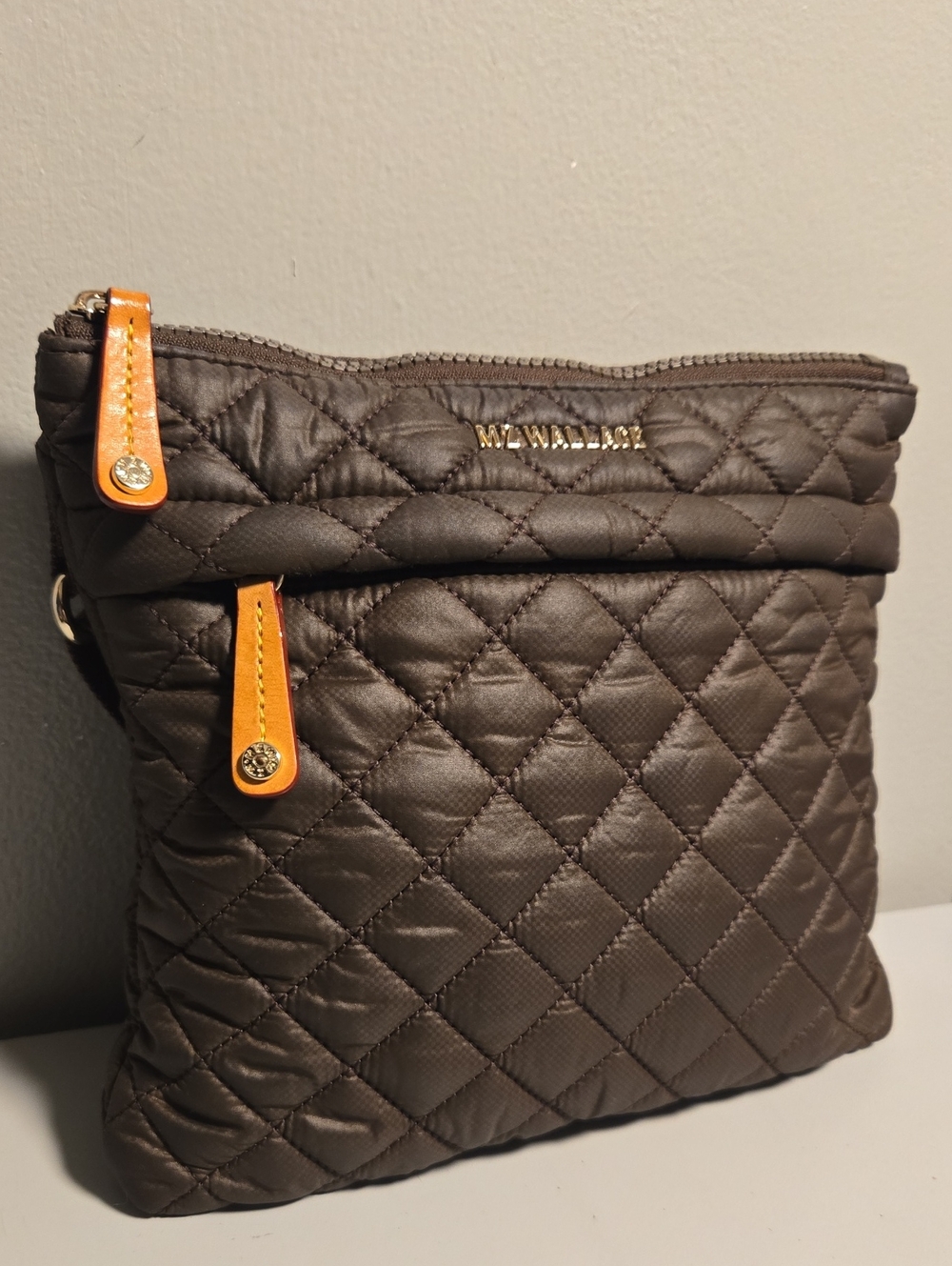 MZ Wallace Quilted Chocolate Nylon Crossbody - Picture 2 of 14